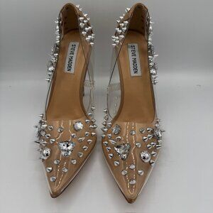 Steve Madden Women's Nomah Pump Clear Rhinestone / Studded Size 7.5